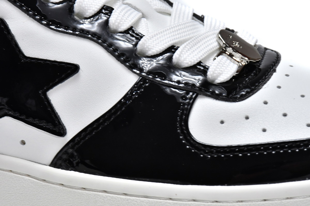 PK God Bape Sk8 Sta Low Black and white patent leather