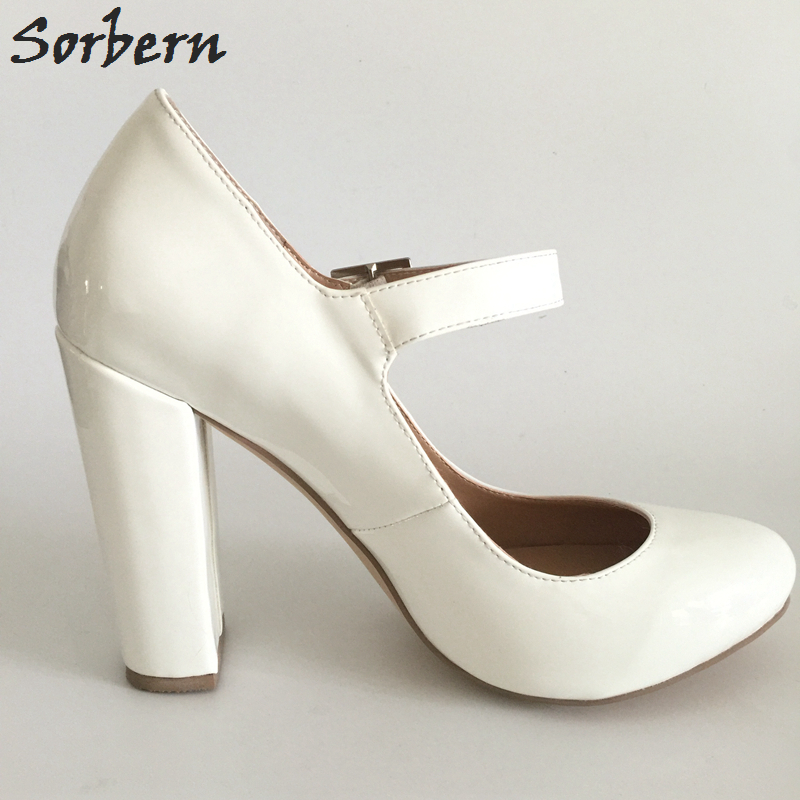 white chunky heels wide fit
