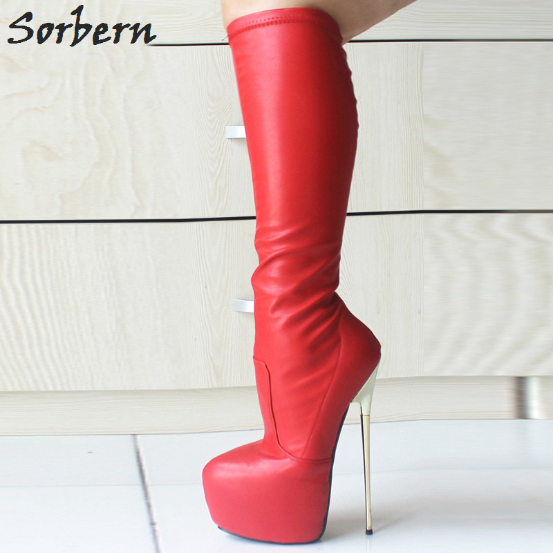 red high heel boots