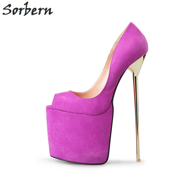 Unisex Size 40 50 Gold Heels Shoes Peep Toe 22cm High Heels