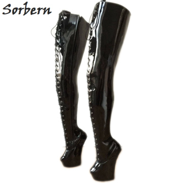 Sorbern Hard Shaft Boots Crotch Thigh High Women Thick Platform ...