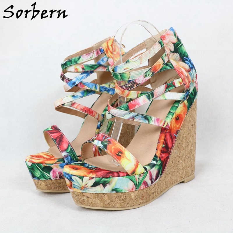 flower wedge sandals