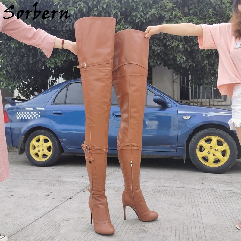 Sorbern Crotch Thigh High Boots Women High Heels Stilettos Big Size Shoes For Women 3157