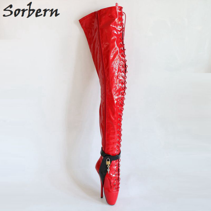 Sorbern Custom Crotch Thigh High Boots Unisex Ballet High Heels