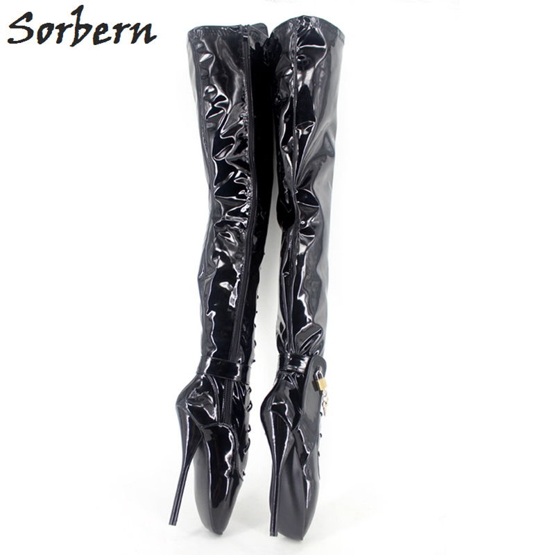 Sorbern Custom Crotch Thigh High Boots Unisex Ballet High Heels Lockable