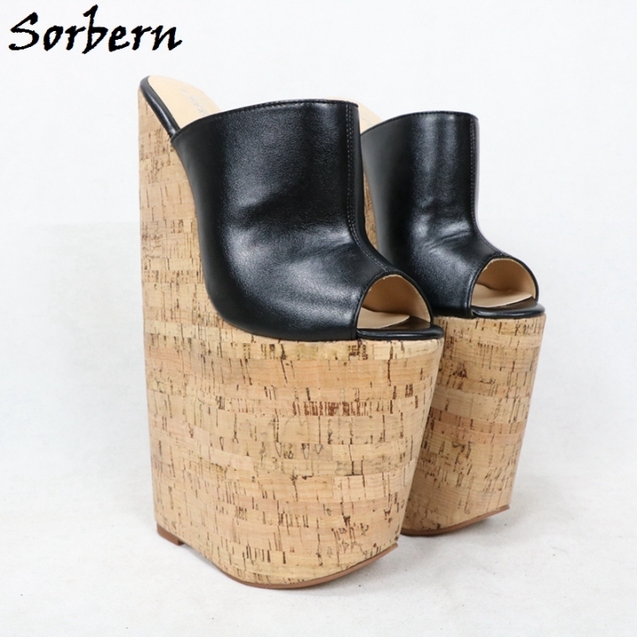 Sorbern 30cm Extreme High Heel Mules Women Shoes Crok Wedges Platform ...