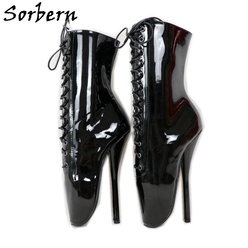 black patent stiletto ankle boots