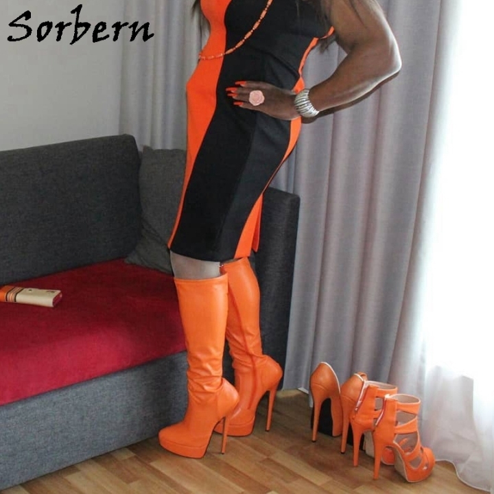 shin high platform boots