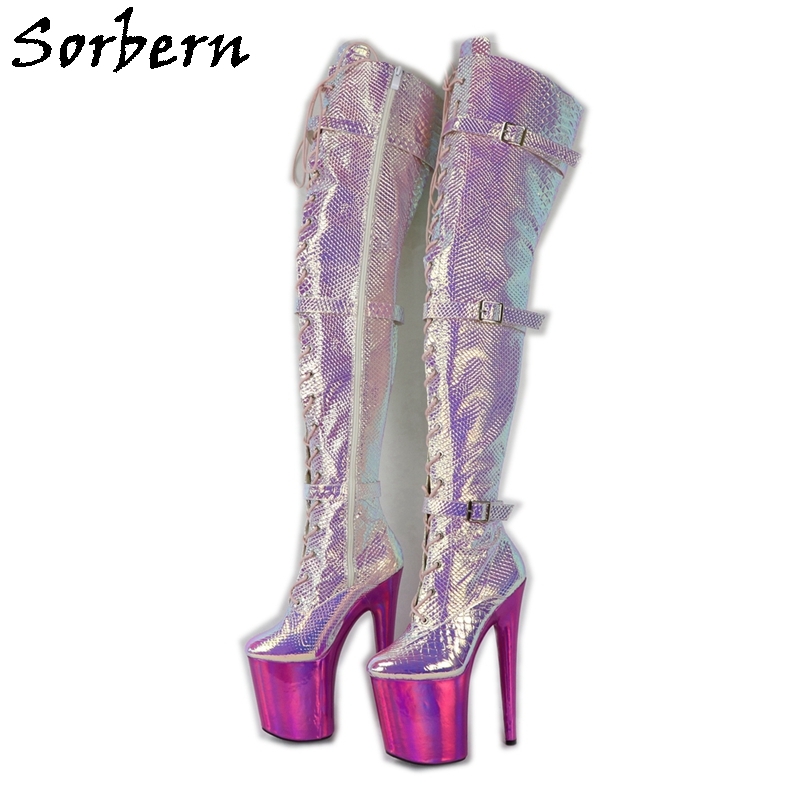 holographic thigh high boots
