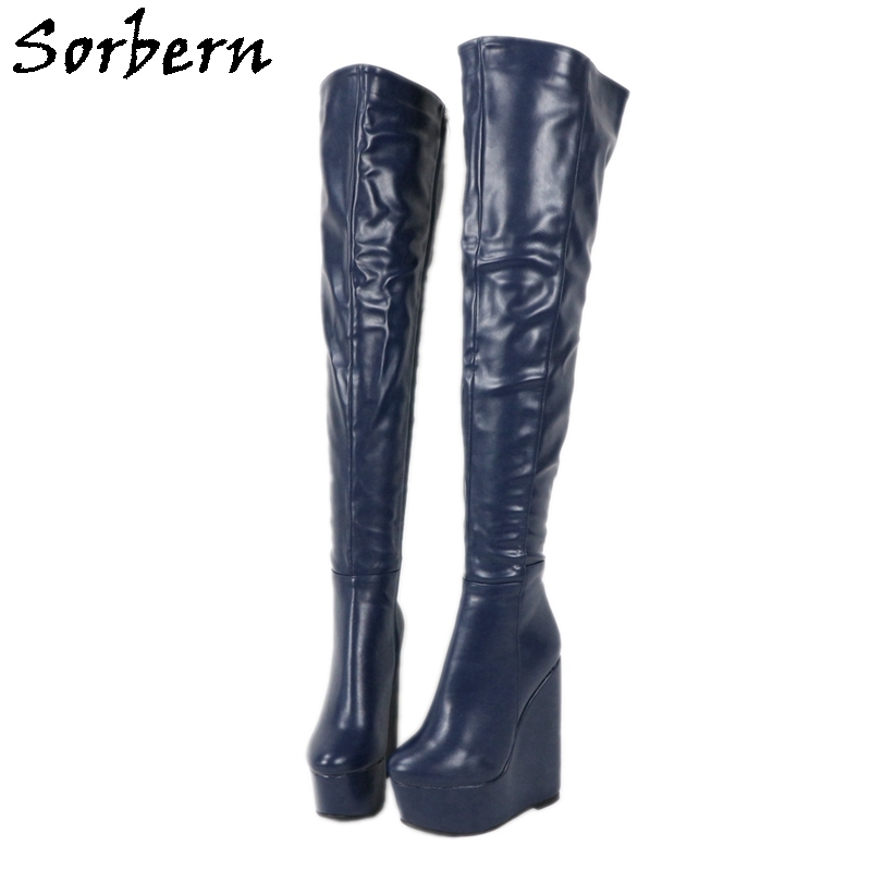 navy platform boots