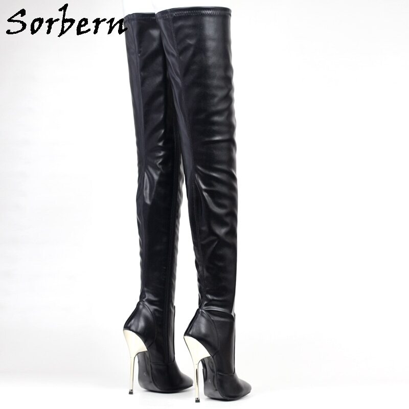 Sorbern Sexy 14Cm Metal Heels Crotch Thigh High Streched Slim Fit ...