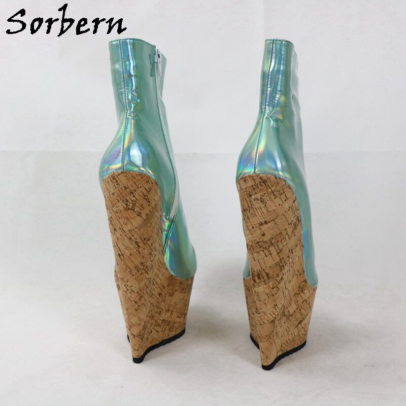 Sorbern 22Cm Wedges Heels Boots Women Ankle High Crok Platform Short Ladies Booties Plus Size 18 Cosplay Shoes Custom Colors