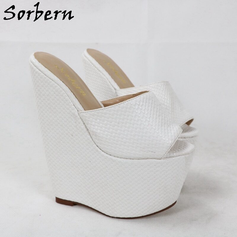 Sorbern Yellow Waved Style Women Slippers Open Toe Slip On Sandal Summer Shoes Wedges Platform Unisex Slides Outdoor Custom