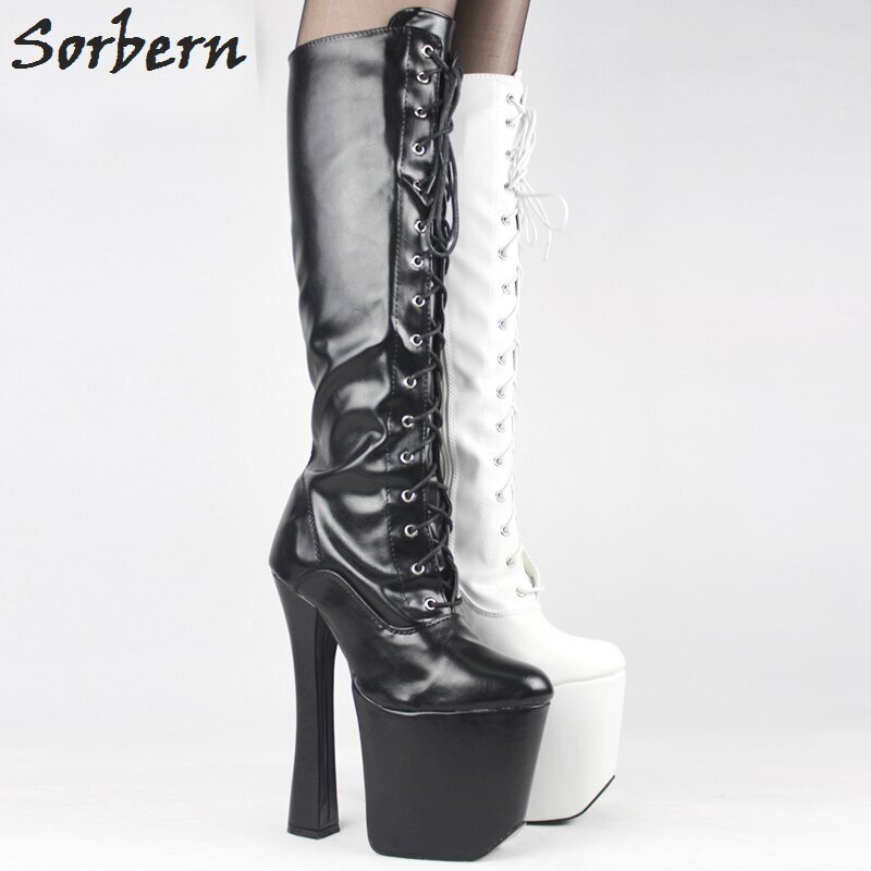 Sorbern Light Gold Knee High Boots For Women Custom Calf Size 20cm Ultra High Heeled Cosplay Boots Platform Women Boots New