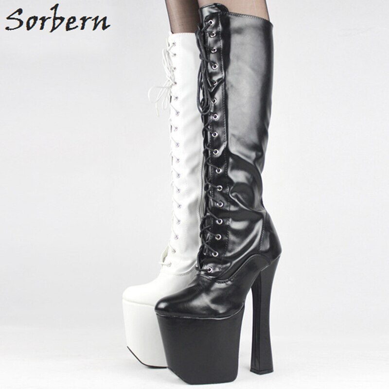 Sorbern Light Gold Knee High Boots For Women Custom Calf Size 20cm Ultra High Heeled Cosplay Boots Platform Women Boots New