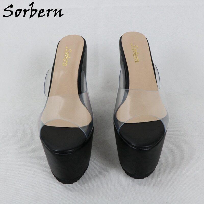 Sorbern Transparent Pvc Women Sandals Slip On Womens Sandals Summer 2020 Shoes Peep Toes Size 12 Strap Heels Ladies Heels