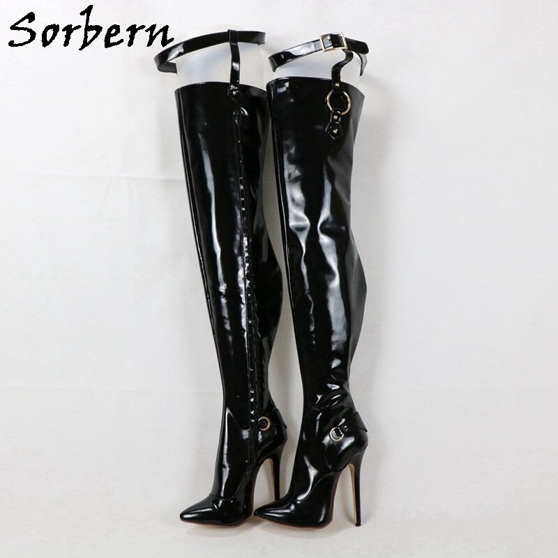 Sorbern Made-To-Order Thigh High Boots Women With Belt Pointed Toe High Heels