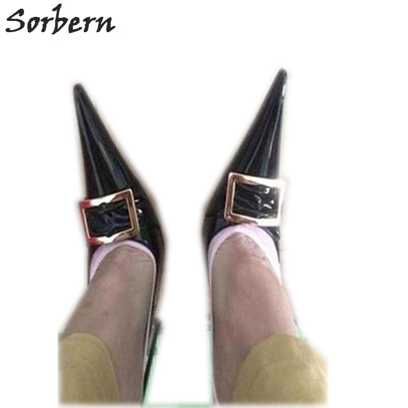 Sorbern Sexy Lockable Ankle Strap Pump Women Shoe Cute Pointy Toes Stilettos Real Leather Stilettos Heeled Ladyboy Crossdresser