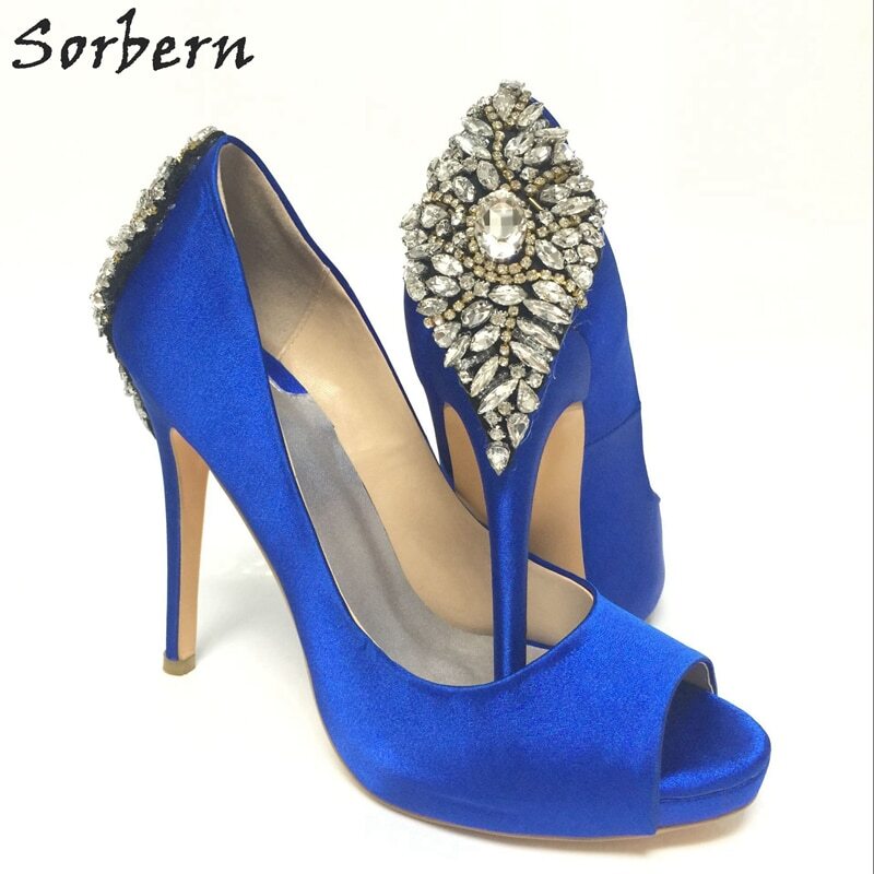 Sorbern Luxury Lace Applique Wedding Shoes Flowers Crystals Sparkings Kitten High Heel Bridal Shoes 3Cm 5Cm 8Cm Pumps