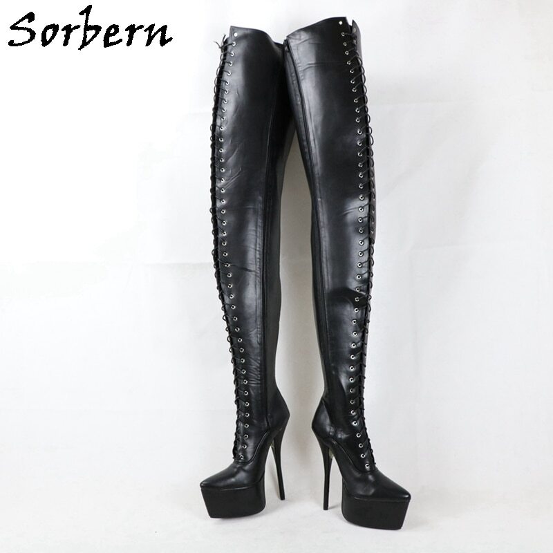 Sorbern Sexy 90cm Long Women Boots Thick Hard Shaft Pointed Toe Platform Boots