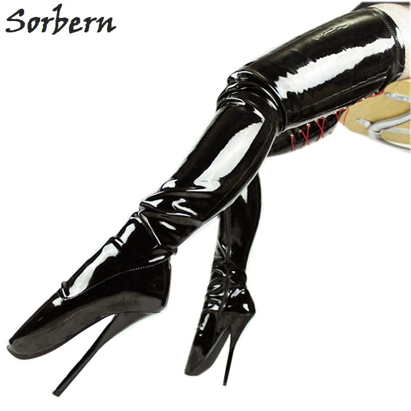 Sorbern Black Matt Ankle Booties With Ballet High Heel Stilettos Lockable Straps Classical 18Cm Fetish Heeled Shoes Custom Color