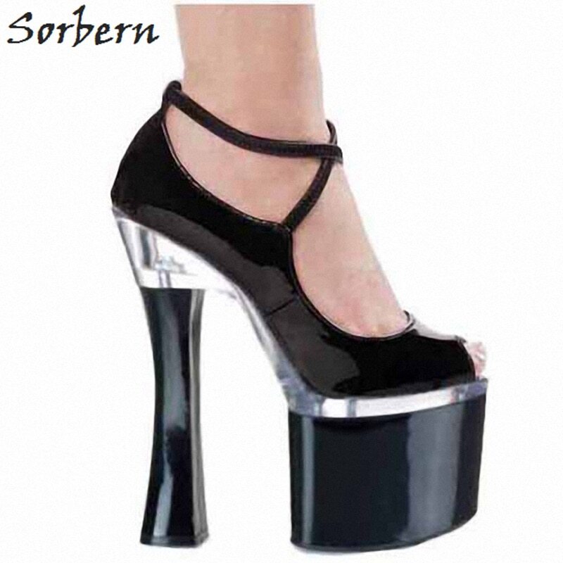 Sorbern Fashion Women Pumps 20Cm Extreme High Heel Open Toe Summer Heels Platform Shoe Slip On Party Heeled Custom Colors