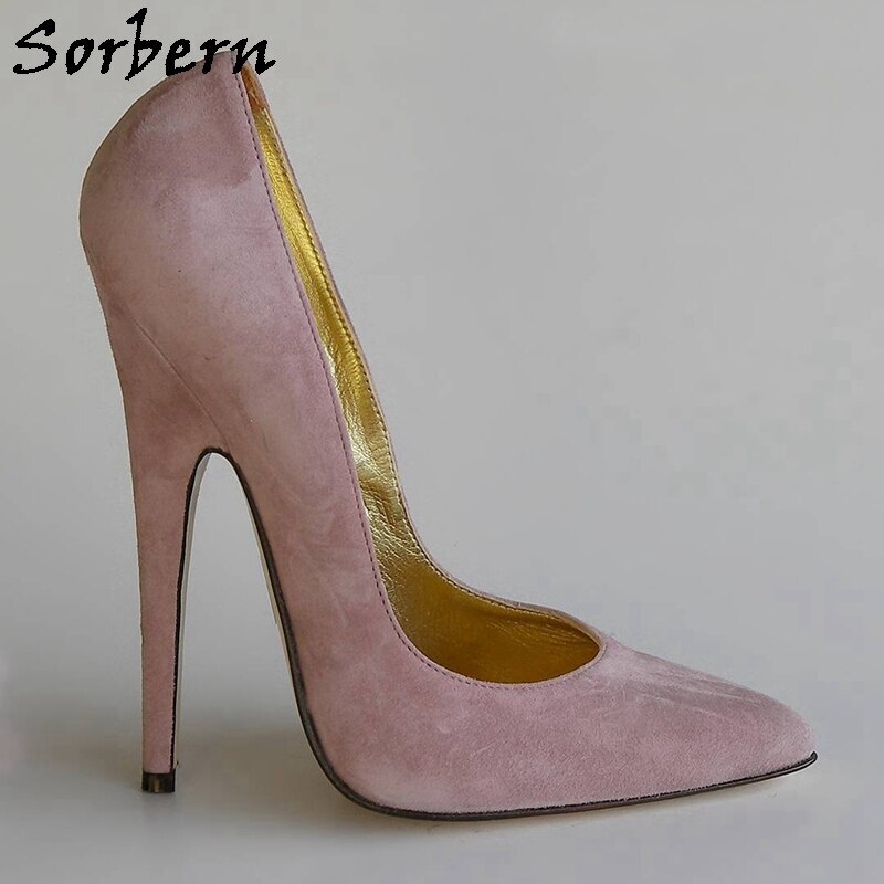 Sorbern Women High Heel Pump Dress Shoes Pointed Toe Slip On Party Heels 16Cm Stilettos Real Leather Shoe 14Cm Custom Colors