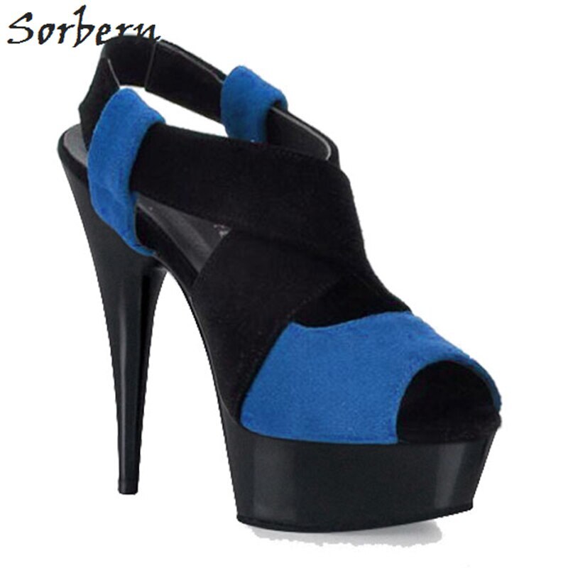 Sorbern Sexy Flock Women Shoes Size 10 Platform Sandals 2018 Heel Sandals 15Cm Extreme High Heels Size 44 Shoes Women Platform
