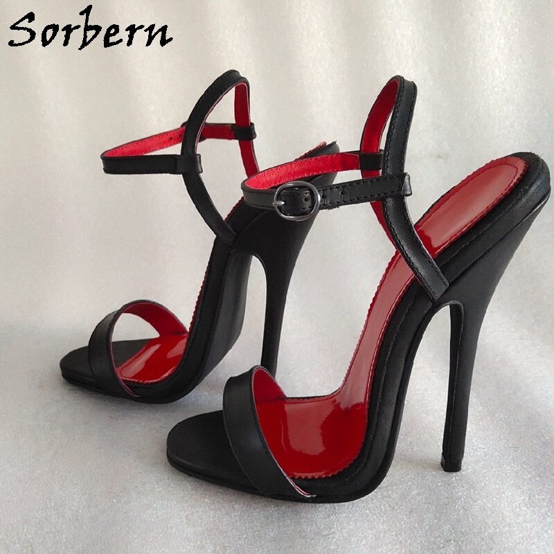 Sorbern Sexy Genuine Leather Sandals Slingback Women Shoes 16Cm Platform Open Toe Ankle Strap Party Heels For Crossdresser