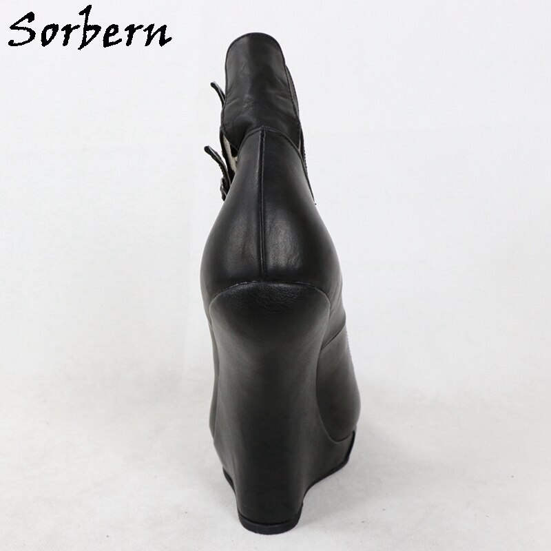 Sorbern Platform Women Shoes Without Heels Ankle Strap Heelless Shoe Sexy Fetish High Heel Shoe Drag Queen Cosplay Wedge Heels