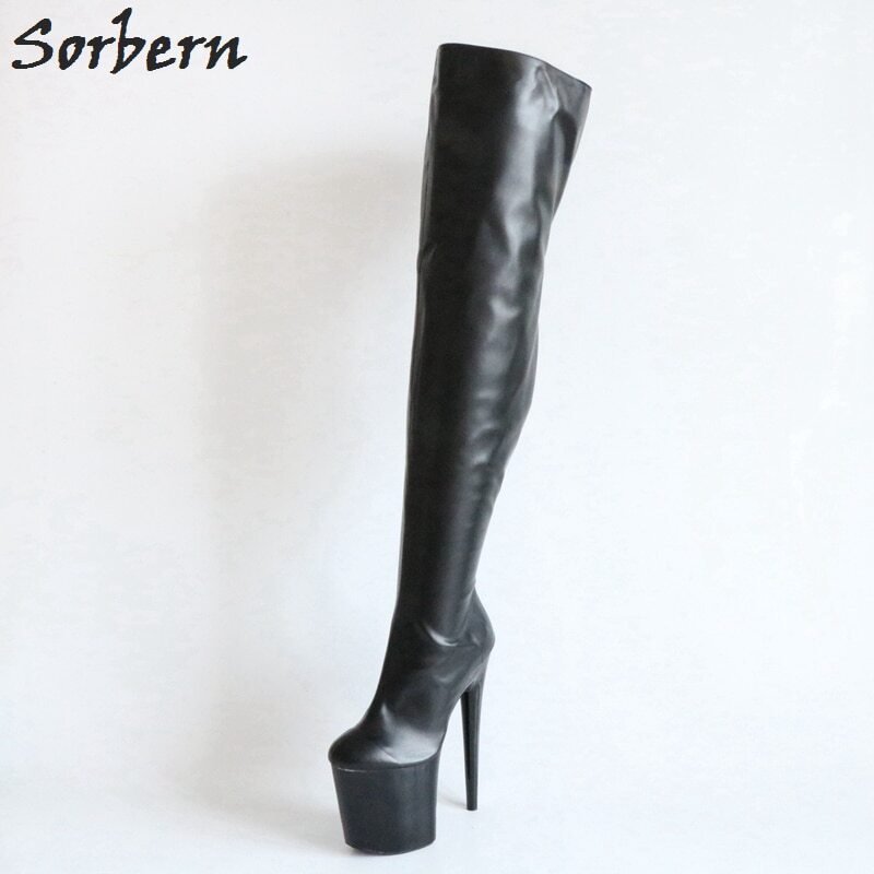 Sorbern Elastic Over The Knee Boots For Women 20Cm High Heel 10Cm Thick Platform Shoes European Boots Womens Shoe For Pole Dance