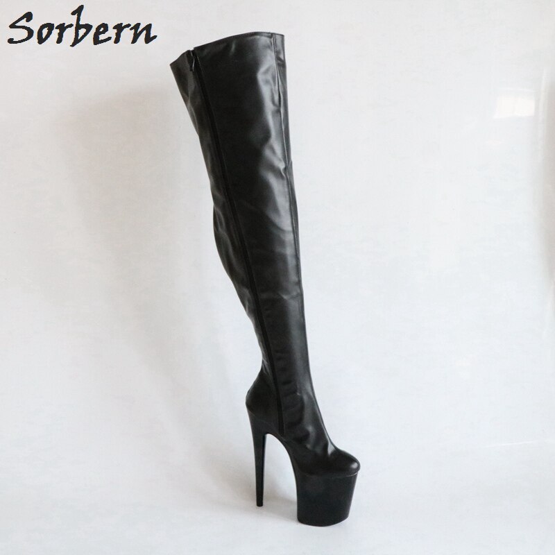 Sorbern Elastic Over The Knee Boots For Women 20Cm High Heel 10Cm Thick Platform Shoes European Boots Womens Shoe For Pole Dance