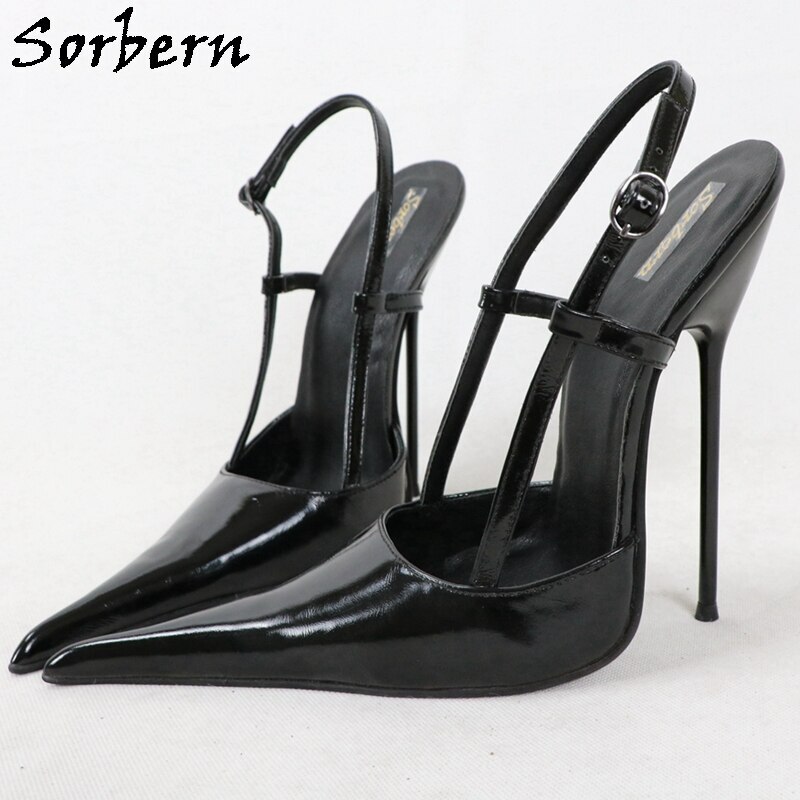 Sorbern 16cm Metal High Heel Women Pumps Slingback Long Pointy Toes Stilettos Night Party Heeled 