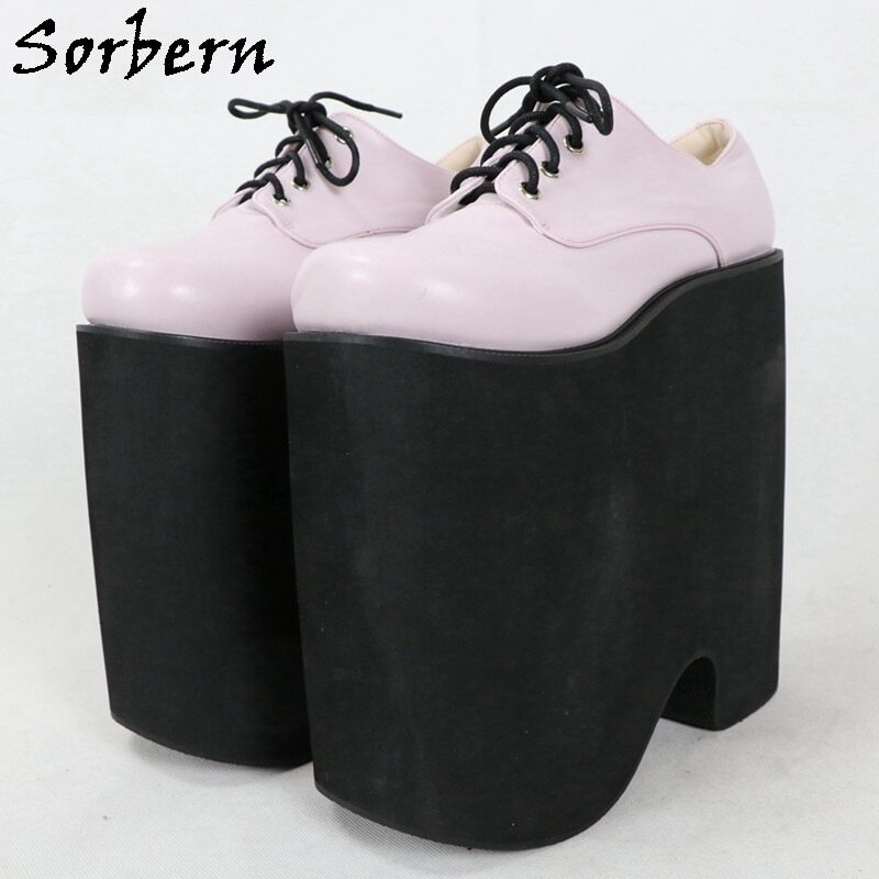Sorbern Green Punk Style Women Pumps Thick Platform Shoe Lace Up Lolita Shoes Custom Colors Extreme High Heel Pump Heeled