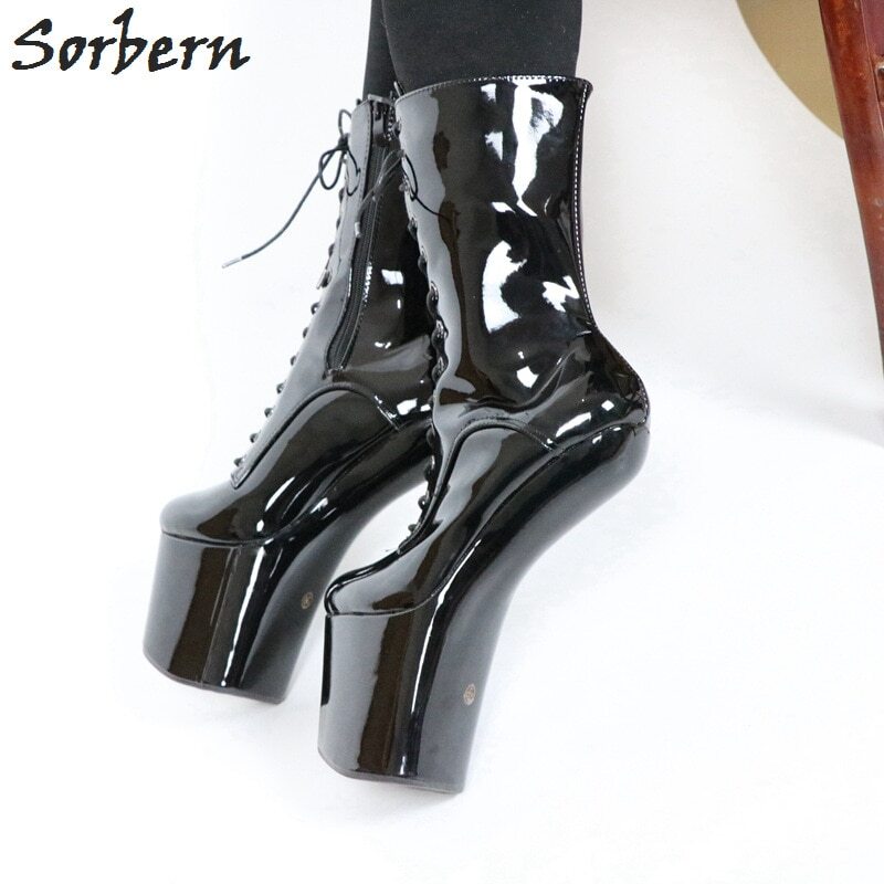 Sorbern 20Cm Hoof Heelless Ankle Boots For Women Platform Shoes Cosplay Unisex Dragqueen Booty Extreme High Heels Vamp Cos Shoes