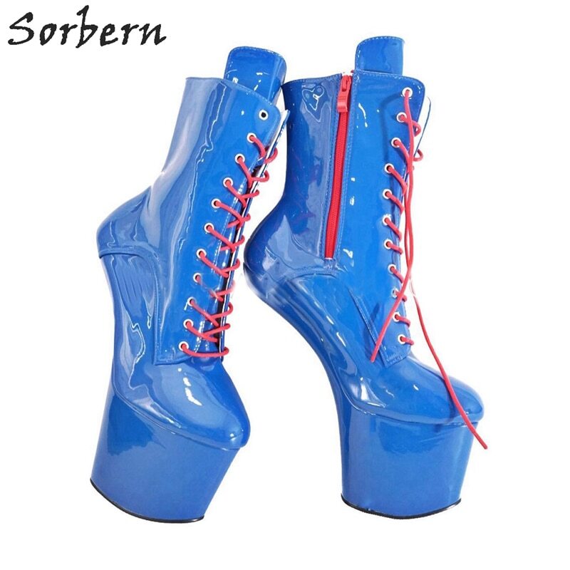 Sorbern 20Cm Hoof Heelless Ankle Boots For Women Platform Shoes Cosplay Unisex Dragqueen Booty Extreme High Heels Vamp Cos Shoes