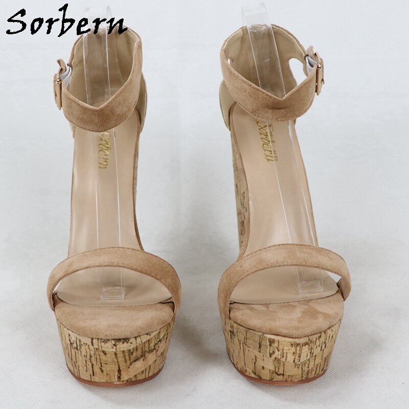 Sorbern Ankle Strap Women Sandals Wedges Shoes For Women High Heel One-Strap Platform Summer Shoes Platform Sandals Custom Color