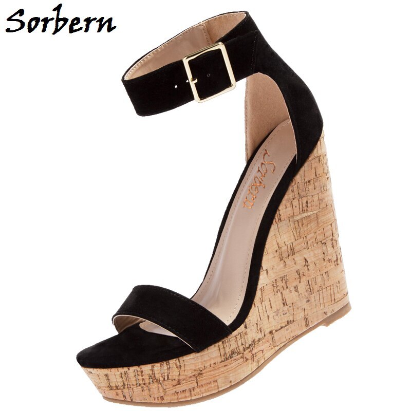 Sorbern Ankle Strap Women Sandals Wedges Shoes For Women High Heel One-Strap Platform Summer Shoes Platform Sandals Custom Color