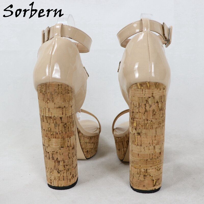 Sorbern Nude Patent Women Sandal Block High Heel Platform Summer Shoes Customized One-Strap Shoes For Women 2021 Customized