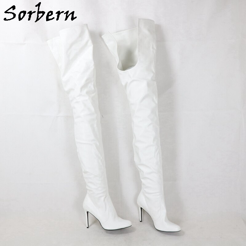 Sorbern 85Cm/125 Long Boots Women High Heels Pointed Toe Fetish Shoes Custom Wide Slim Fit Stilettos Kitten Heeled Shoes