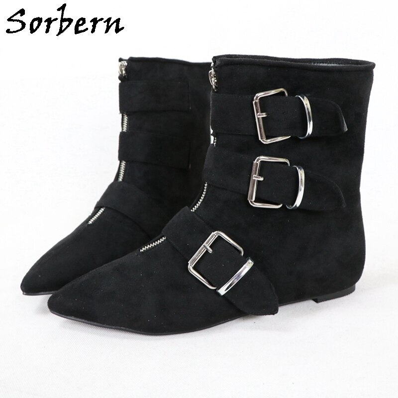 Sorbern Wide Ankle Cosplay Boots Women Flat Shoes Unisex Large Size EU34 -48 Short Booties Customized For Private Orders