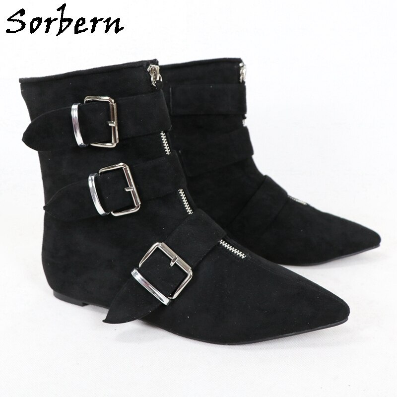 Sorbern Wide Ankle Cosplay Boots Women Flat Shoes Unisex Large Size EU34 -48 Short Booties Customized For Private Orders