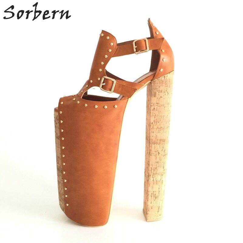 Sorbern 35Cm Extreme High Heel Slippers Women Summer Style Shoes Slip On Fetish Block Heeled Thick Platform Cosplay Slides
