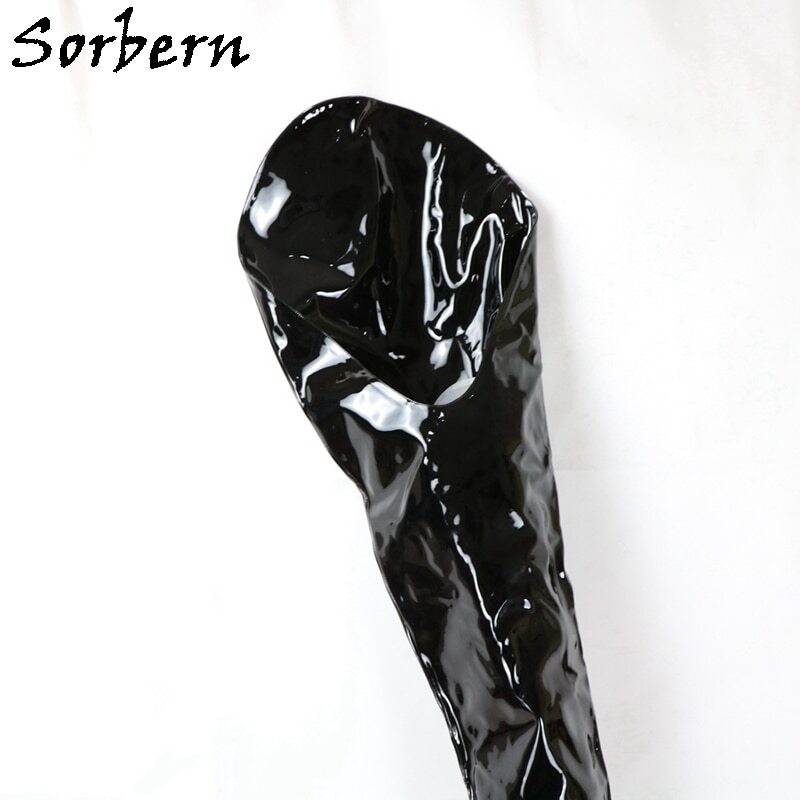 Sorbern Custom Plus Size Black Boots Women Crotch Thigh High Inside 95Cm Outside 135Cm Us15 Unisex Lady Boots Super Long