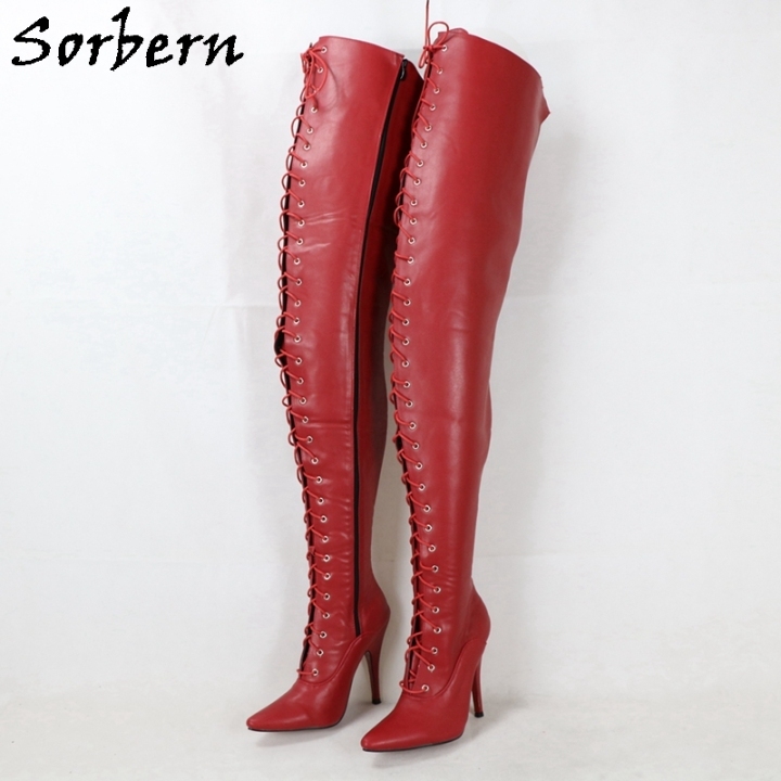 Sorbern Customized Crotch Thigh High Boots Women Stilettos 12Cm High Heel Unisex
