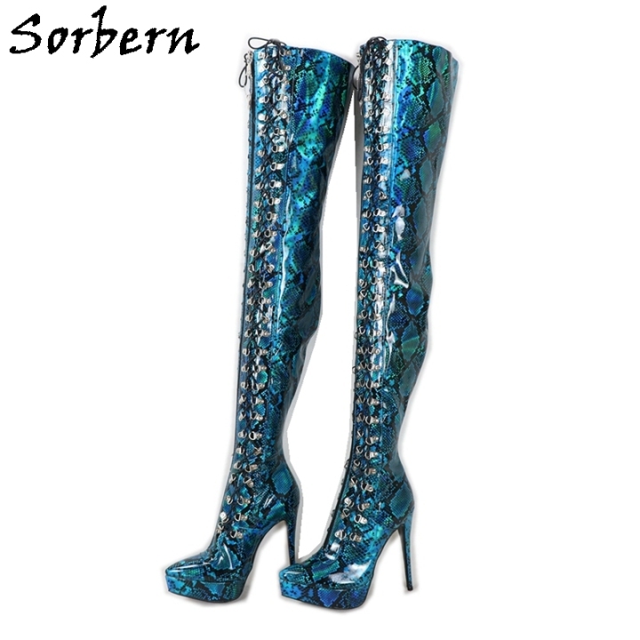 Python thigh high boots hot sale
