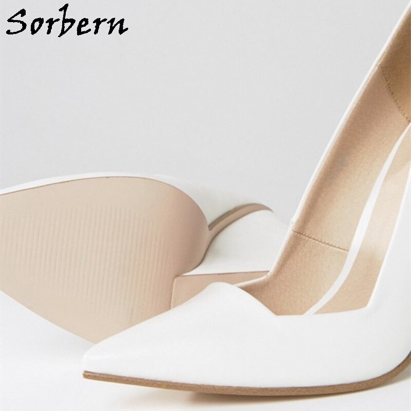 Sorbern Elegant White Women Pumps Pointed Toe Shoes Wedge Lady High Heel Customized Slip On Ol Shoe Pump Cosy Dress Woman