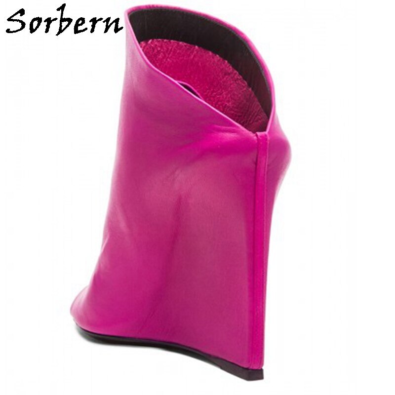 Sorbern Peach Slipper Wedges Shoe Summer Narrow Back Heeled Open Toe Slip On Slides Sandal Female Custom Multi Colors