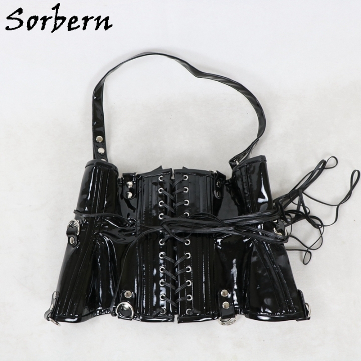 Sorbern Black Fake Leather Body Shapewear Women Gothic Clothing Corsets and  Bustiers