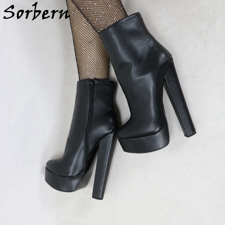 Sorbern 20Cm Chunky High Heel Ankle Boots Unisex High Instep